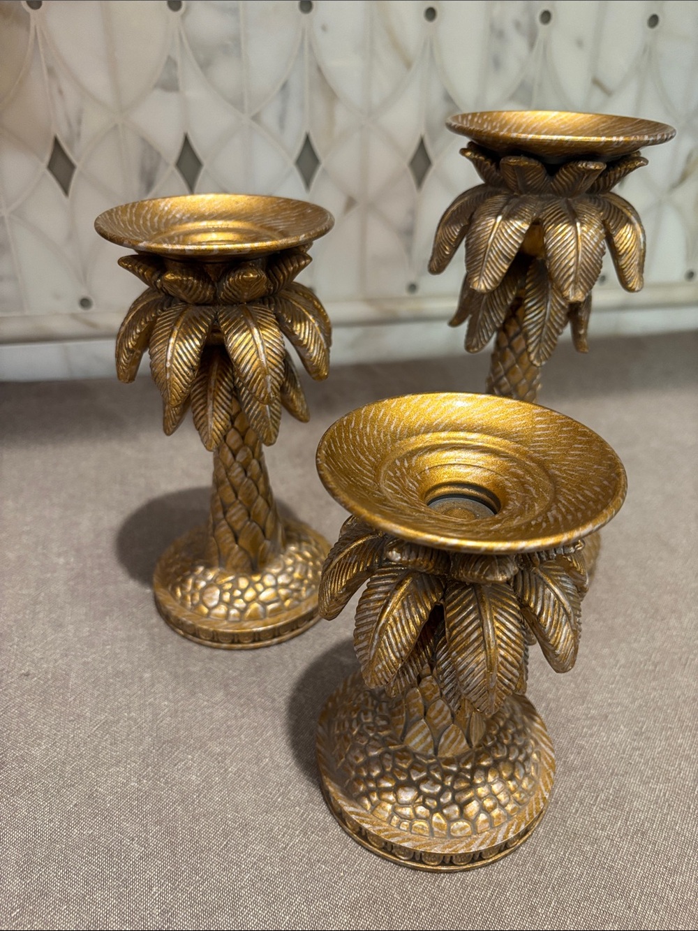 🌴 PALM TREE CANDLE HOLDERS—SET OF 3